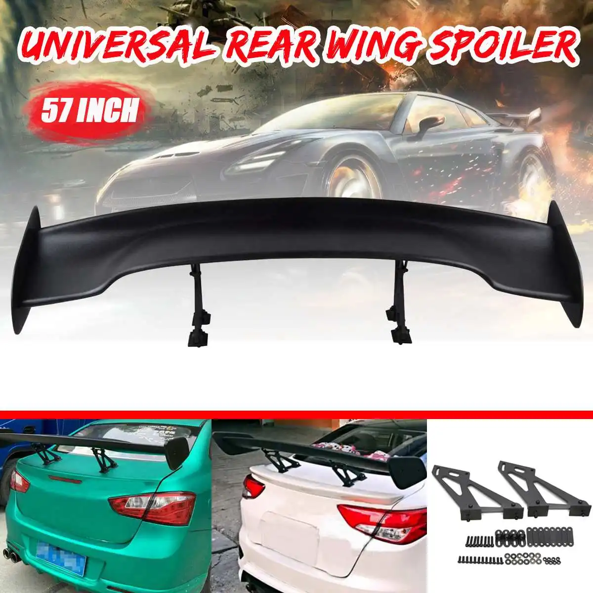 

Hot New 57" Universal Car Adjustable Rear Trunk Spoiler Wing GT Racing Spoiler For Honda/BMW/VW/Toyota