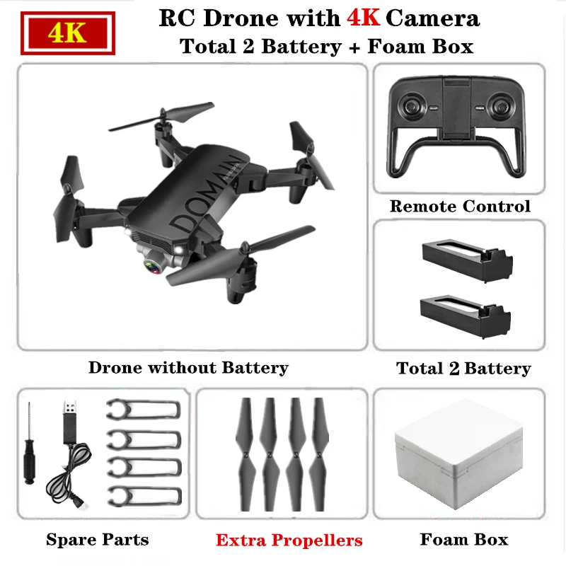 R7 RC Дрон 4K HD камера складной Профессиональный селфи Квадрокоптер с wifi FPV Camerra мини-Дрон Вертолет игрушка для детей - Цвет: 4K Foam Box B2