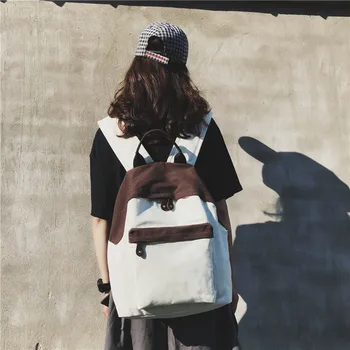 

Canvas Backpack School Bag High School Student Backpack Simple Girl Solid Color Travel Bag Laptop Bag Sac A Dos