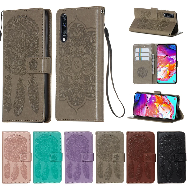 

Embossed Floral PU leather case for Samsung Galaxy A70 Flip Stand Wallet Cover Cellphone back casing