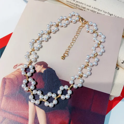 Модные ожерелья-чокер для женщин, новинка, Bijoux цепь с искусственным жемчугом, ожерелья, массивные ювелирные изделия, вечерние, подарки