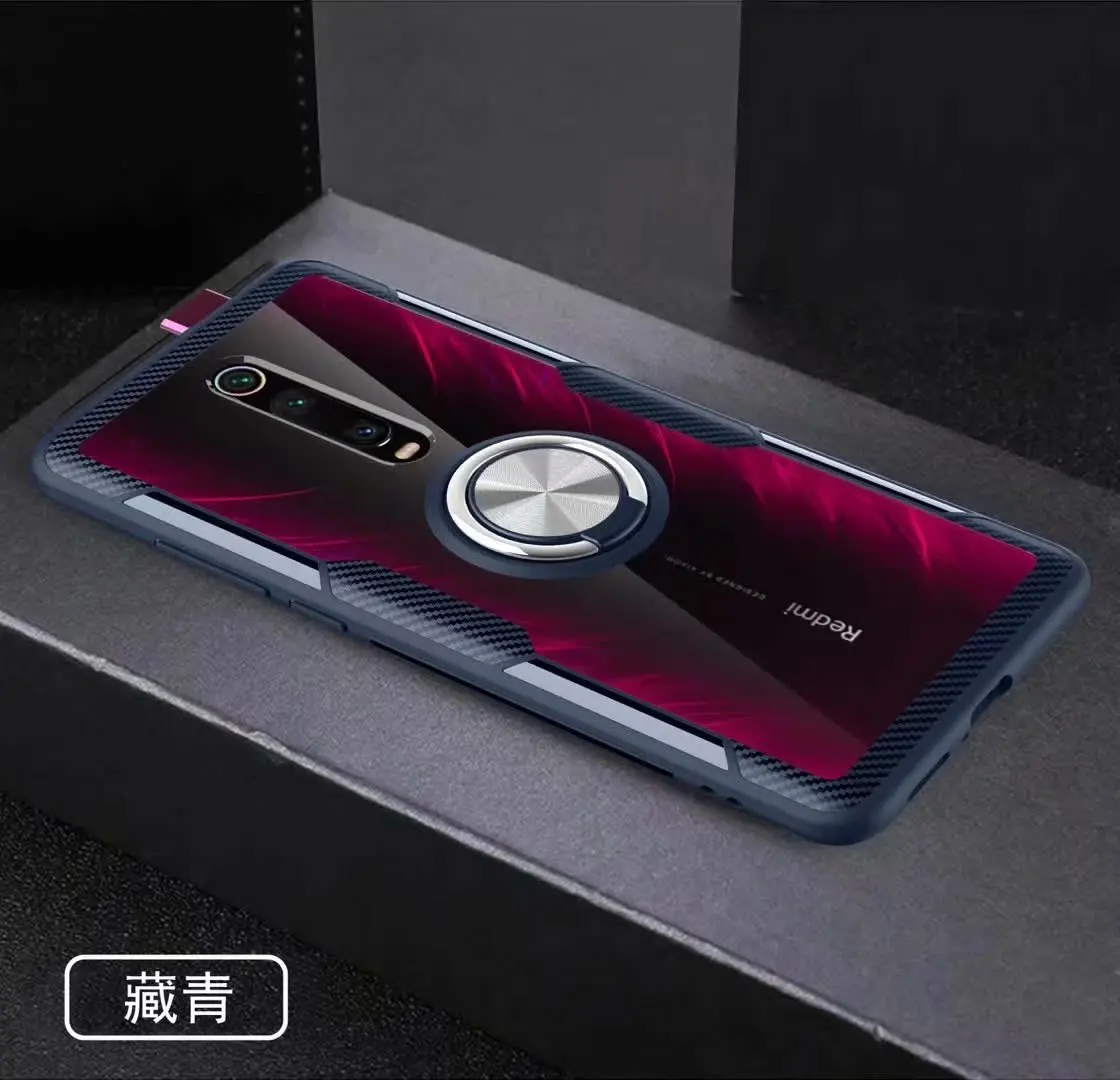 navy blue Чехол из ТПУ Для xiaomi mi 9T Pro, жесткий чехол с кольцом, магнитный штатив, прозрачная защитная задняя крышка, чехол для xiaomi mi 9t shell - Цвет: navy blue