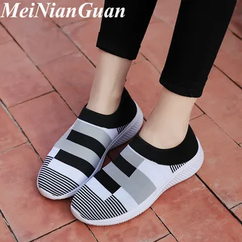 

Ballet Female Sneakers Sport Woman Slip on Sock Shoes Light Flats Women's Running Shoes Fly Weaving Women Sports Shoes 2020 H7