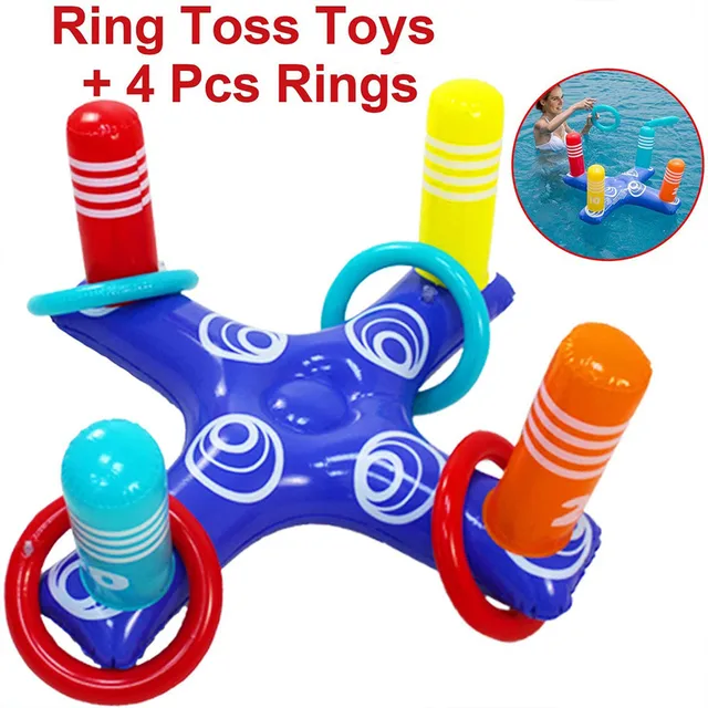 Inflatable Ring Throwing Ferrule Inflatable Ring Toss Pool Game Toy Kids Outdoor Pool Beach Fun Summer Water Toy бассейн 5