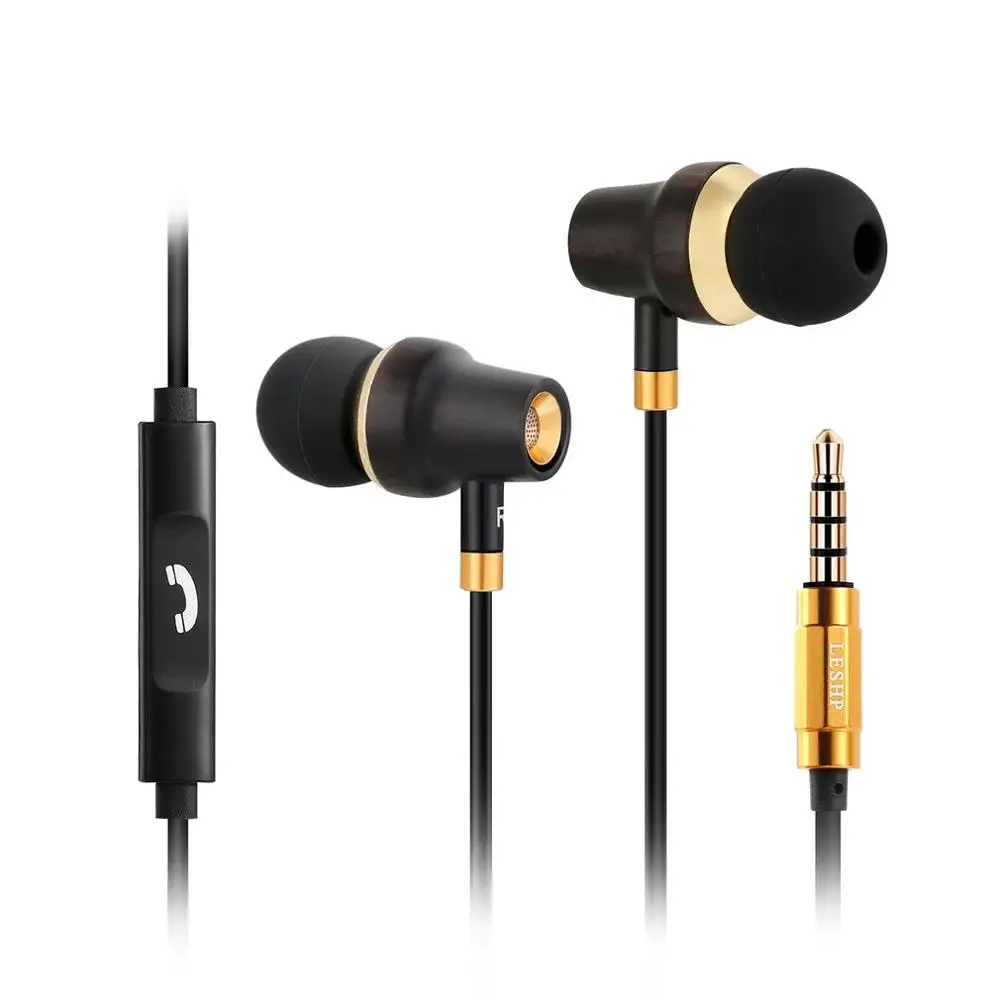 

Earbud Headphones Premium Wood & copper In-ear Noise-isolating Earphones with Microphone (Mic) & Volume Control