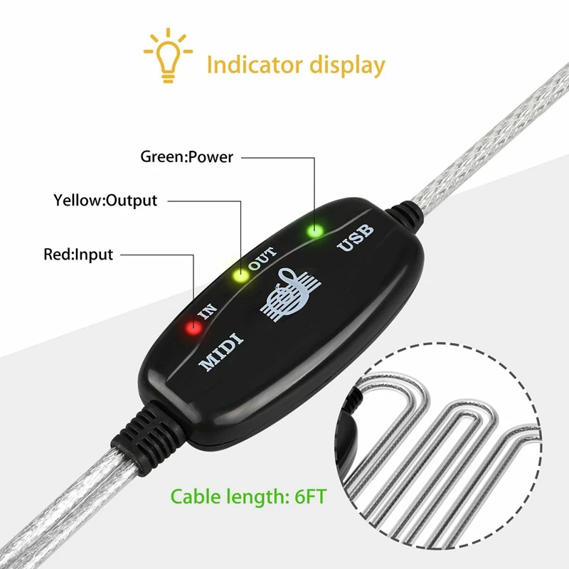 MIDI USB кабель Конвертер Коннектор ПК для синтезатора музыкальная клавиатура