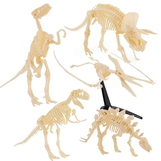 3D DIY Dinosaur Skeleton Assembled Models Toy,3D Excavation Dig kits Series Mini Triceratops/Stegosaurus/Velociraptor Puzzle Toy 2
