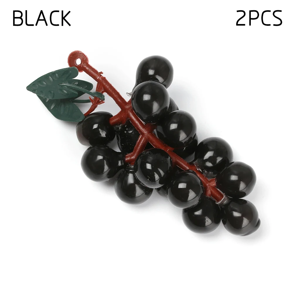 2Pcs black 20 шт. мини моделирование фрукты овощи искусственное яблоко персик Чили вишня реалистичные фрукты искусственная ягода игрушки домашний Декор Орнамент - Цвет: 2Pcs black