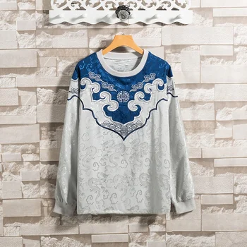 

Sweatshirt Chinese Style Print Men Pullover Long Sleeve Loose Casual O-Neck Hip Hop Slik Oriental Clothes Men Streetwear KK3280