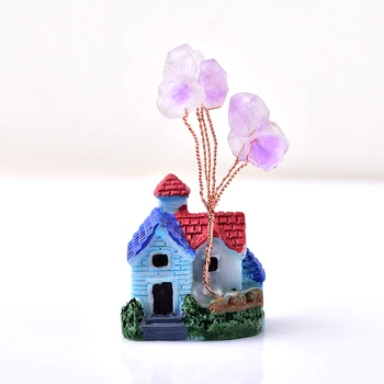 1PC Natural Amethyst Lucky Tree Crystal Quartz Mineral Ornaments Garden Decoration Home Decoration Healing Stone Mini House Gift 2