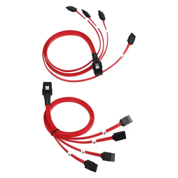

0.5m 1m Internal Mini SAS SFF-8087 36Pin Male to 4 SATA 7Pin Breakout Cable Red Hard Drive Splitter Cable
