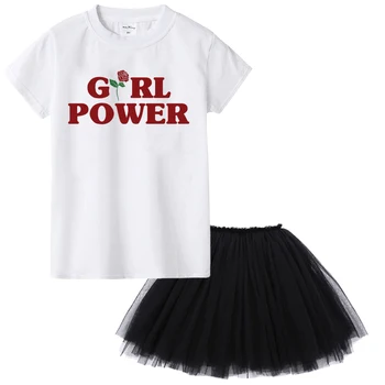 

Girl Power New 2pcs Kids Girls T-shirt Black Tutu Skirt Set Fashion Toddler Short Sleeve Clothing Sets Child Casual Suit Outfit