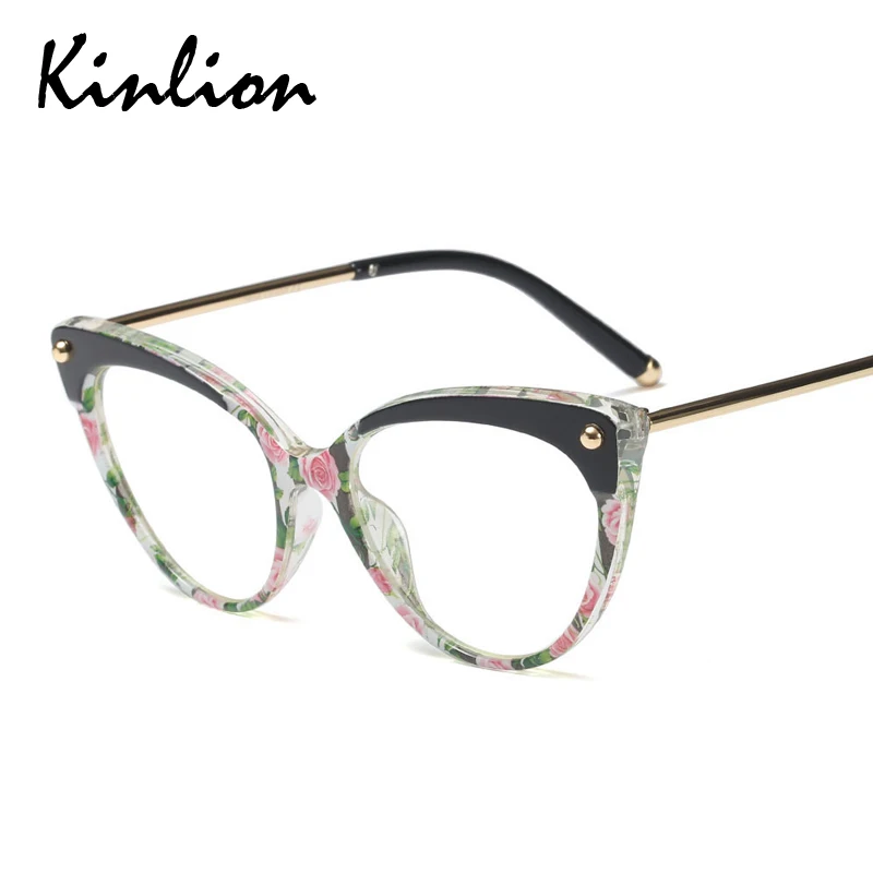 Kinlion Ретро металлическая оправа для очков кошачий глаз для женщин Tr90 мужские негабаритные очки оправа, очки с защитой от ультрафиолета, очки для близорукости