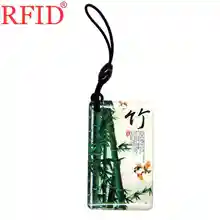 ID 125 кГц EM4305 EM4205 перезаписываемые записываемые брелоки RFID отбрасываемый клей водонепроницаемый бамбуковый узор Брелок карта контроля доступа 1