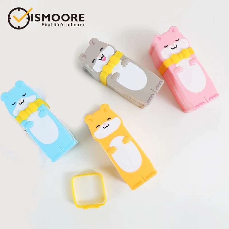 4pc with 4 color Портативный мини Bento Box контейнеры для детей, милый двойной Штабелируемый мультфильм ланч-боксы, BPA-бесплатно и мыть в посудомоечной машине(синий - Цвет: 4pc with 4 color