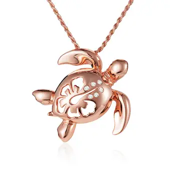 

Hot Selling High Quality Rose Gold in 925 Sterling Silver Sea Turtle Pendant Necklace For Gift