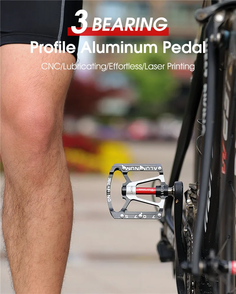 Pédales Plateforme Vélo WEST BIKING Alliage Titane - Ultralégères 211g, Axe 9/16, Pour VTT/route