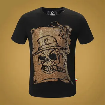 

skull pp color diamond head men's short sleeve T-shirt popular Hot stamping loose Street printing simple casual