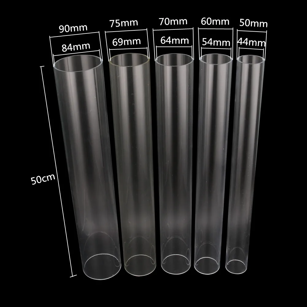 Plastic Tube 1 Pc 48~50cm Length 50/60/70/75/90mm Highly Transparent Acrylic Pipe Fish Tank Aquarium Irrigation Pipe Tube