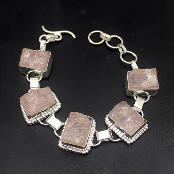 

Natural Rare Titanium Druzy Hot Sale Silver Color Chain Links Bracelet 7.5 Inch HD155