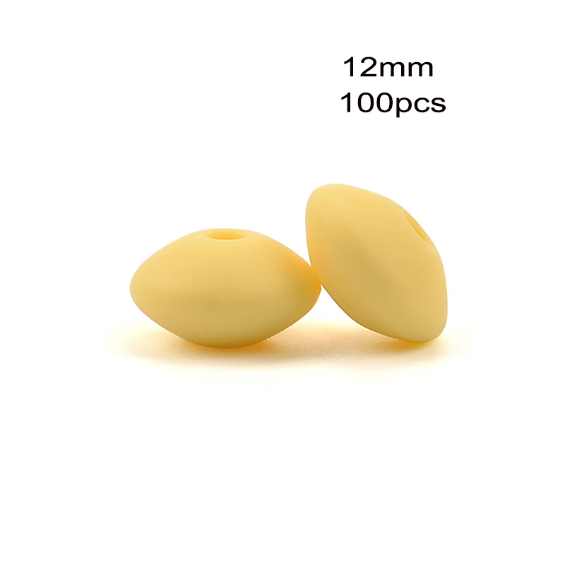 Cream yellow LOFCA 100 шт 12 мм силиконовый чечевица бисер ребенок Прорезывание Зубов Бисер BPA-Free пищевого качества делая ребенка уход за полостью рта соска цепь аксессуары - Цвет: Cream yellow