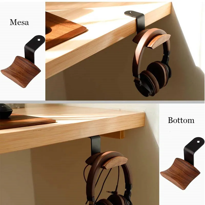 Universal Headphone Stand Headset Holder Hanger Wall mounted Wood Headphone Hook Metal Display Rack Earphone Accessories 1PC