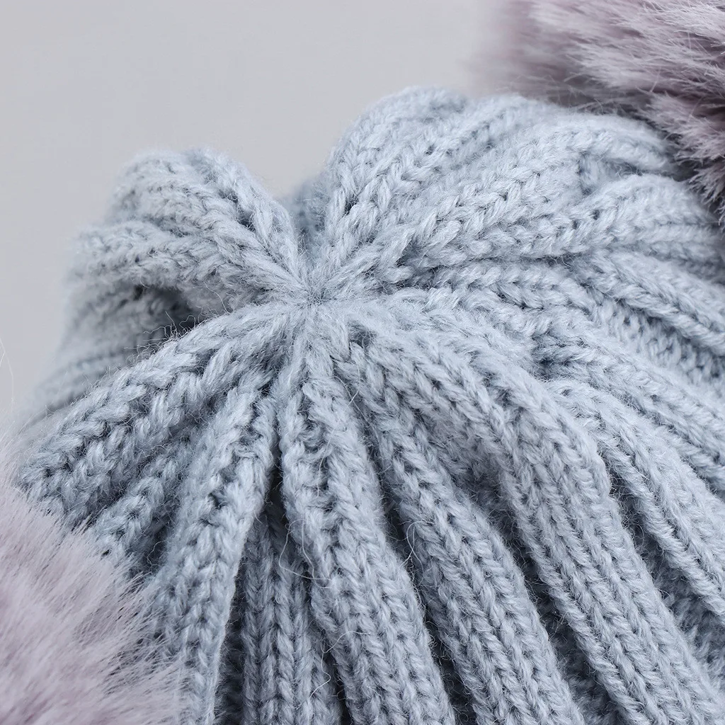 2PCS Baby Knitting Wool Hemming Keep Warm Winter Hiarball Cap Hat+Scarf Set kid cap Plush Hat Earmuffs Children Christmas#E20