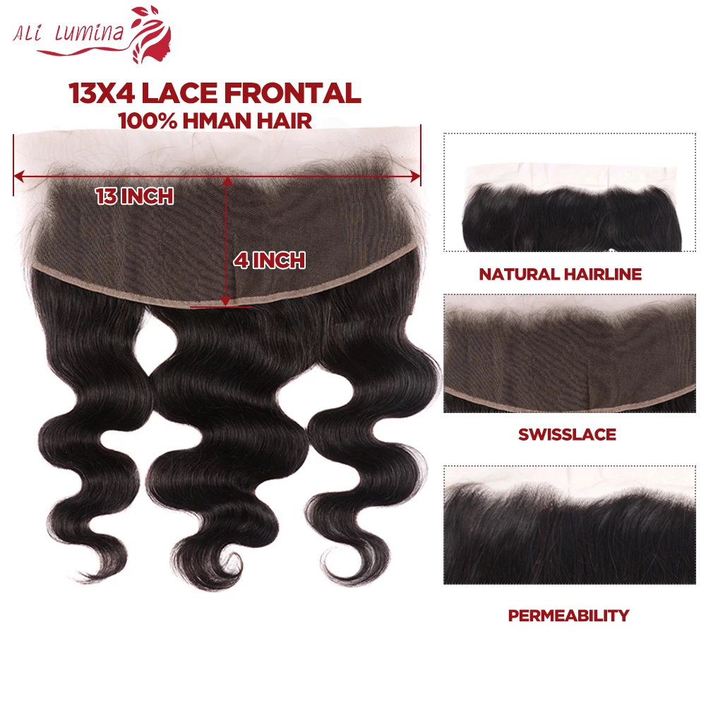 Body Wave 13x4 4x4 Lace Frontal Human Hair Closure with Baby Hair Brazilian Jet Black Natural Hairline Free Part Lace Closure