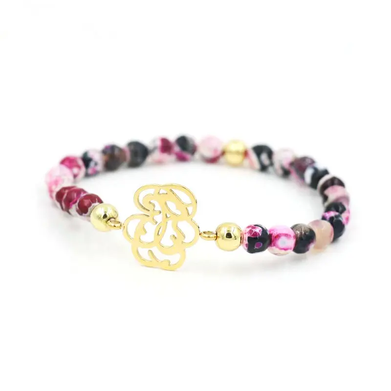 color hot pink Модные красочные блестящие амазонитовые полые браслеты из нержавеющей стали для мужчин, женщин, мальчиков, девочек, браслет чакра, ювелирные изделия на удачу - Окраска металла: color hot pink