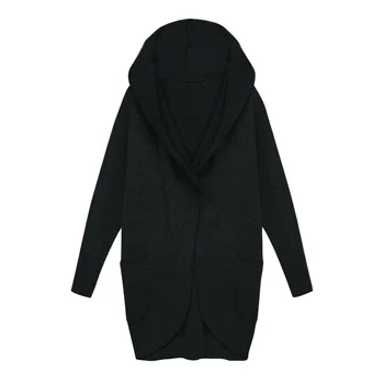 

Soft With Pockets Casual Women Coat Loose Artificial Wool Hooded Elegant Long Solid Pullover Warm Outwear Autumn Winter