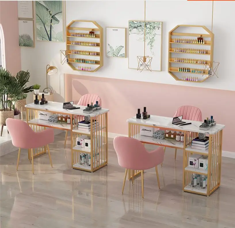 Nordic style special price economical manicure table simple single and double manicure table manicure table chair set nail table and chair set special price economical single double net red european iron art nail table nail table
