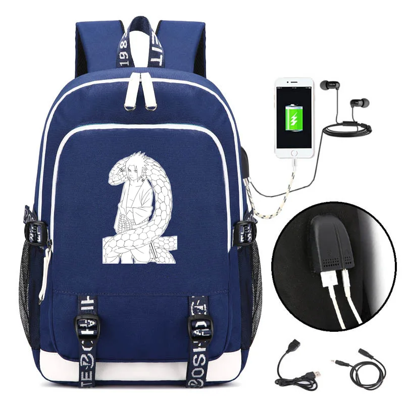 Cartoon Naruto Hatake Kakashi Backpack USB Charging Knapsack Anime Bookbag School Bags Laptop Shoulder Bags Men Travel Bag - Цвет: YW 6