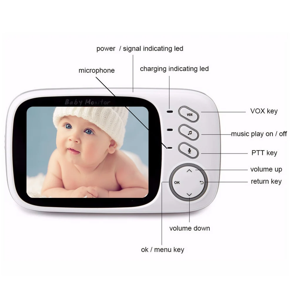 Детский монитор с камерой многофункциональная WiFi детская няня видеокамера двухсторонний аудио контроль температуры детский спальный монитор