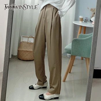 

TWOTWINSTYLE Casual Loose Women Ankle-Length Pants High Waist Ruched Formal Pencil Blazer Pant For Female Fashion Clothing Tide