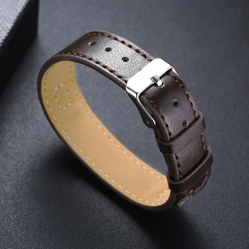 Vnox Персонализация браслеты для мужчин 16 мм регулируемый кожаный ремешок с глянцевой нержавеющей стали ID бар Уникальный индивидуальный подарок
