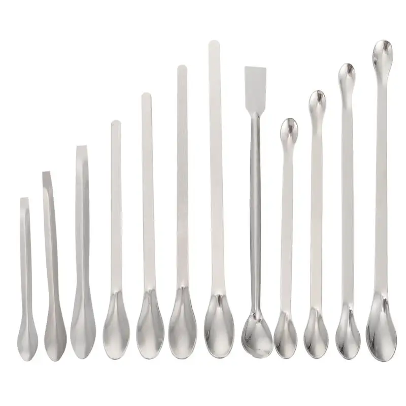24Pcs Stainless Steel Lab Spatula Micro Scoop Set Reagent Laboratory
