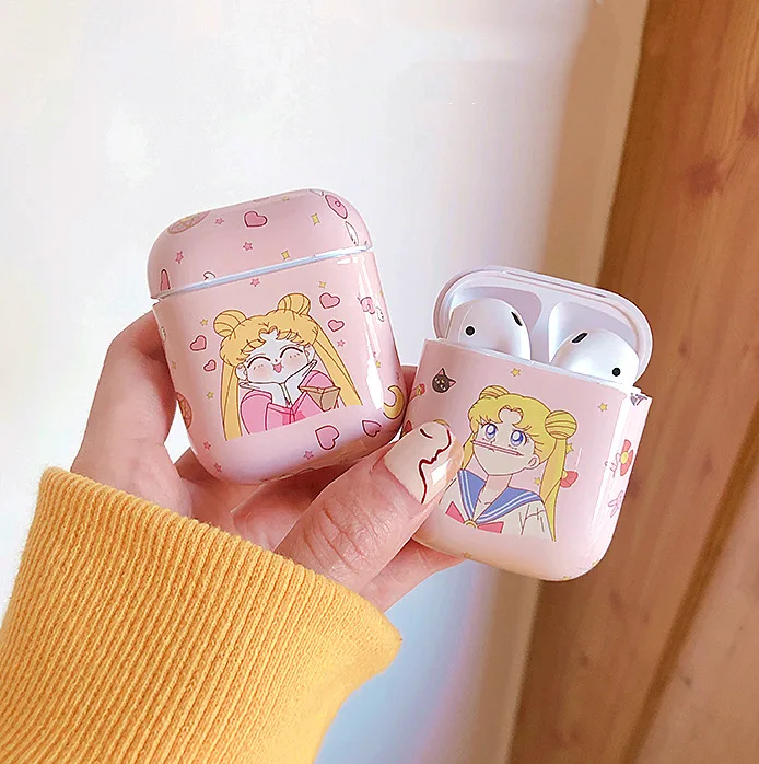 Милый розовый чехол Sailor Moon для airpods, аксессуары с героями мультфильмов для Airpods, сумка для зарядки, Bluetooth наушники, защитный чехол, чехол