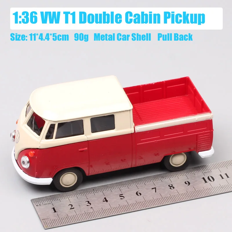 1/36 Volkswagen T1 Double Cabins Pickup car van Kombi diecast toy scale model 