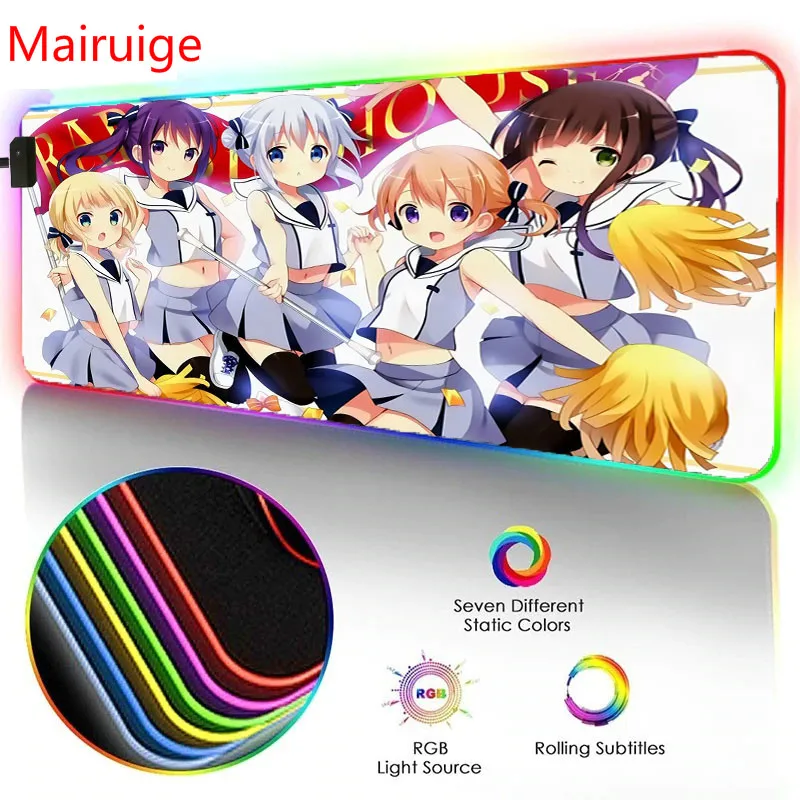 

Mairuige Animation Mouse Pad RGB A Group of Cute Girls LED Luminous Color Lighting Computer Desk Wireless Charging Mouse Pad