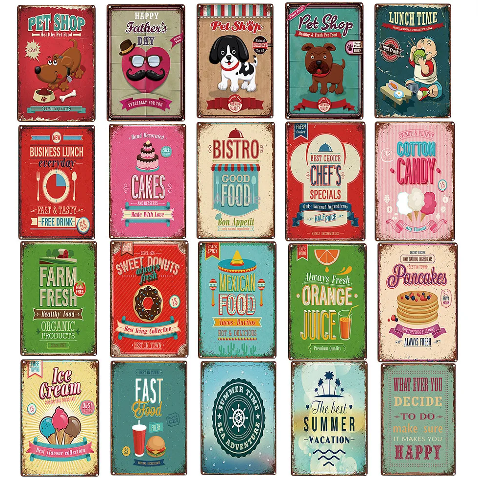 

Decorative Metal Signs Farm Fresh/Business Lunch Metal Iron Tin Sign Vintage Art Pet Shop Farm Restaurant Bar Home Decor Poster