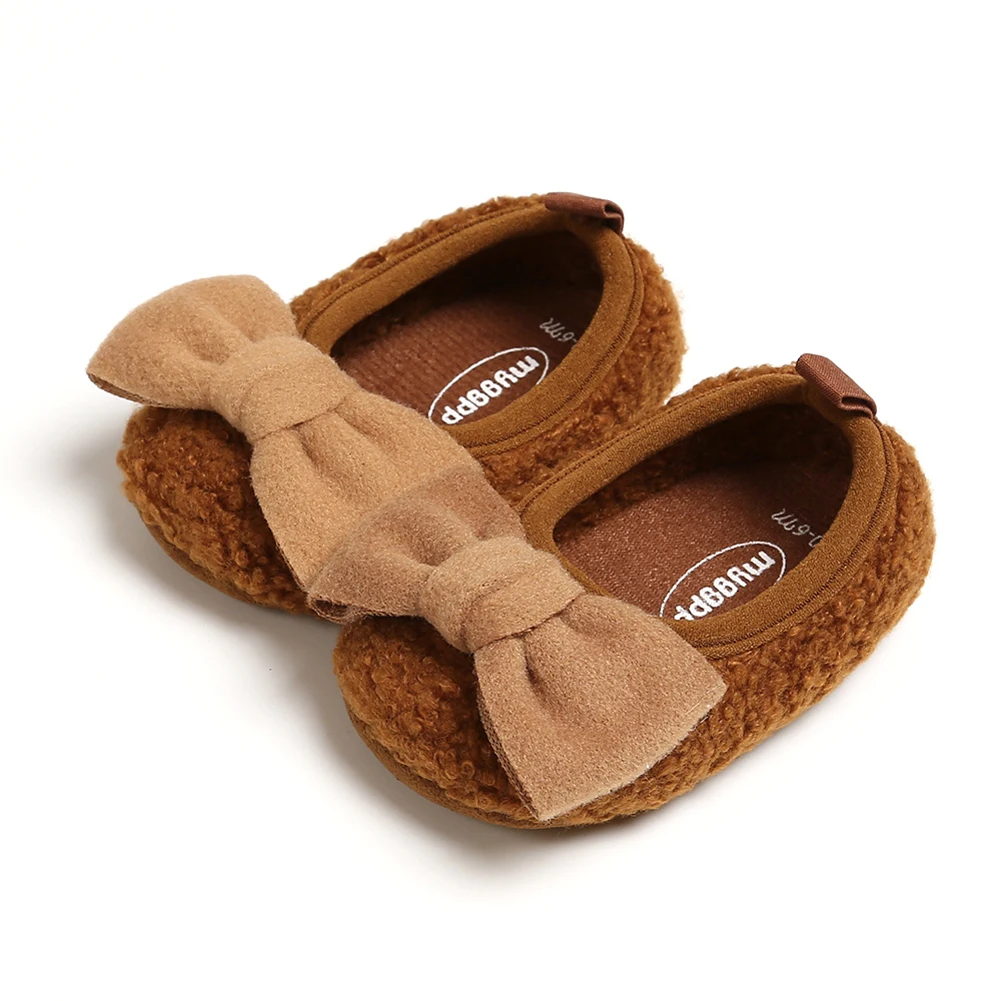 Зимние теплые ботинки для маленьких девочек; обувь с мягкой флисовой подошвой для новорожденных и малышей 0-18 месяцев