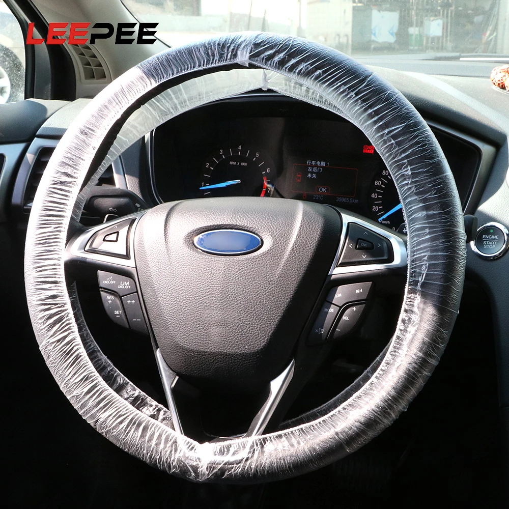 LEEPEE 10/20/50Pcs Disposable Car Steering Wheel Cover Plastic Steering-Covers Diameter 37-38cm Dust-proof Waterproof Universal |