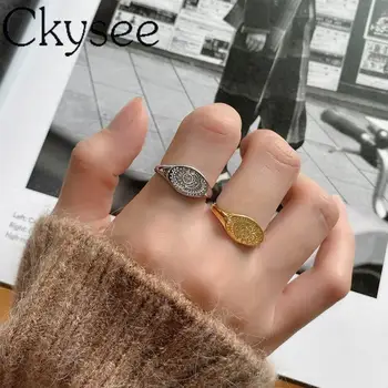 

Ckysee Adjustable 925 Sterling Silver Rings Sun Moon Ring Opened Adjustable Rings For Woman Original Fine Jewelry