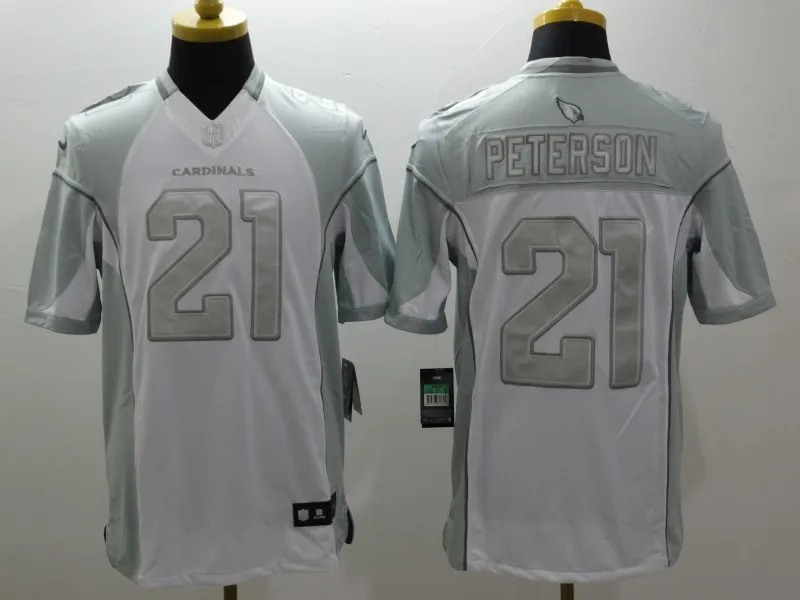 Arizona,Carson Palmer 11 Larry Fitzgerald,Patrick Peterson,Tyrann Mathieu,Justin Bethel Jersey - Цвет: Серый
