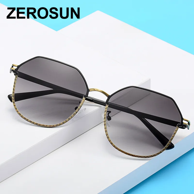 Zerosun, модные солнцезащитные очки для женщин и мужчин, полигон, солнцезащитные очки для женщин, негабаритные, градиентные линзы, оттенки,, Новинка