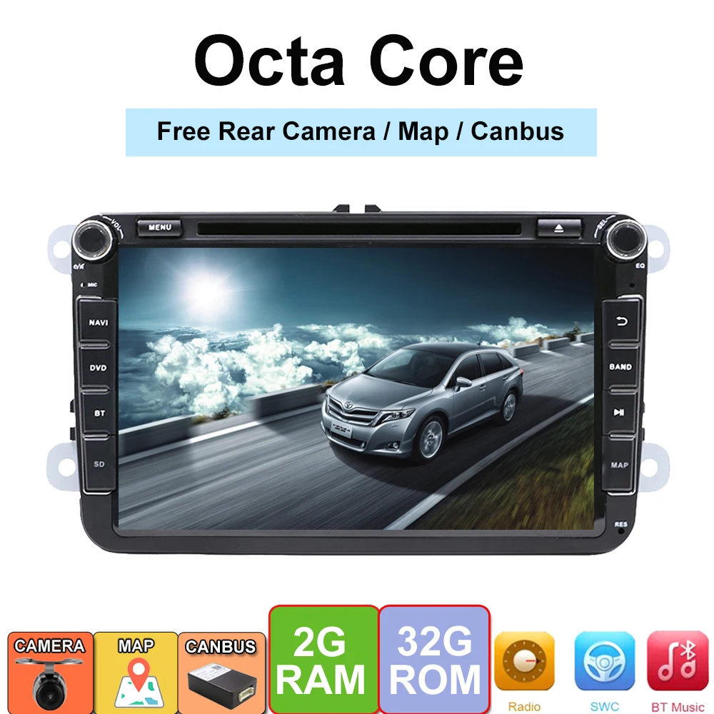 Octa core2 din Android 9.0 Car Radio DVD GPS Navigation For Volkswagen Caddy Golf Polo Sedan Touran Passat EOS DVD Automtivo WIF Octa core2 din Android 9.0 Car Radio DVD GPS Navigation For Volkswagen Caddy Golf Polo Sedan Touran Passat EOS DVD Automtivo WIF
