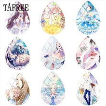 Dibujos animados de TAFREE lindo Anime chica imagen forma de lágrima joyería hacer hallazgos 18x25mm cabujón de cristal gotas de agua accesorios(China)