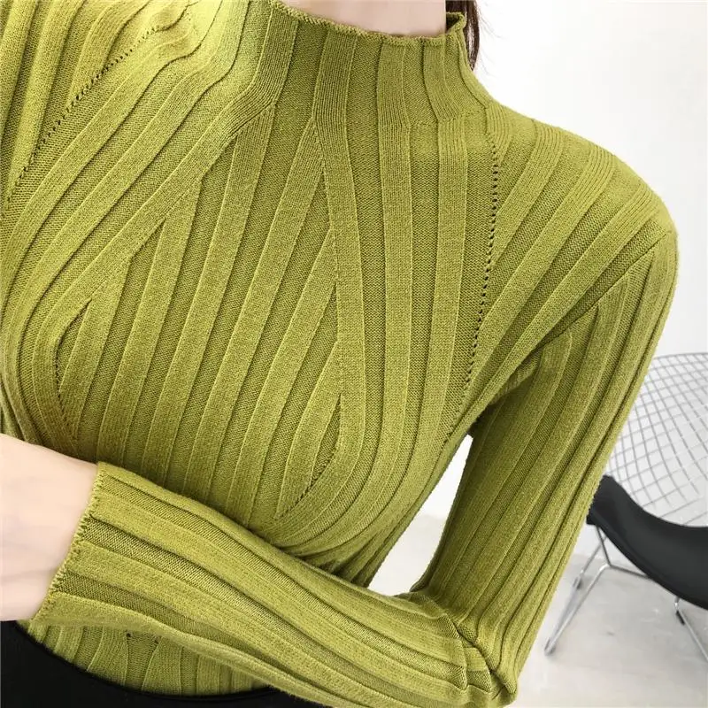 

Winter Women Soft Solid Turtleneck Thicken Sweater Tops Woman Basic Slim Tight Bottoming Knitted Pullovers GT883