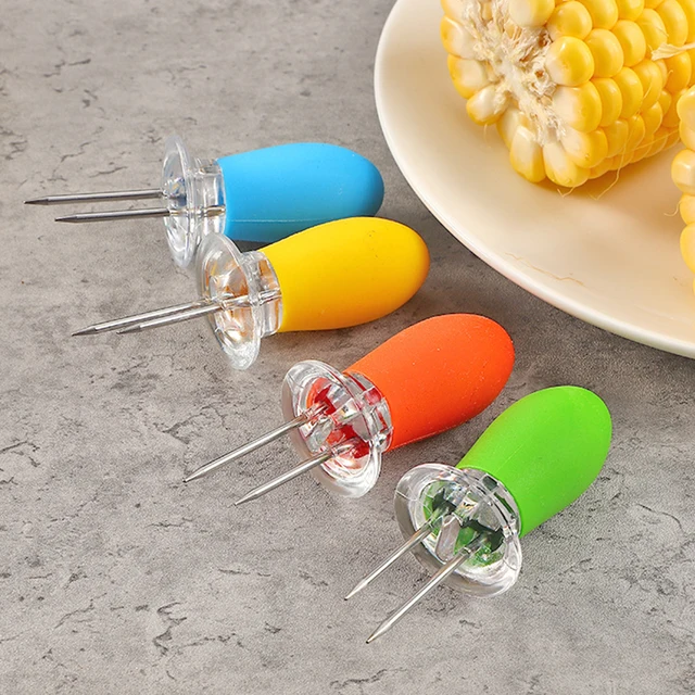 2Db Kukoricatartó Rozsdamentes Acél Csap Műanyag-Forró Fogantyú Hordozható Bbq Hús Nyárs Villák Szerszám Konyhakert Kiegészítők - Image 3