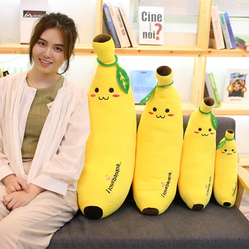 40-100cm Giant Soft Cartoon Smile Banana Plush Toys Stuffed Fruit Cushion Pillow Creative Girls Valentine's Gift Plush Toy Doll
